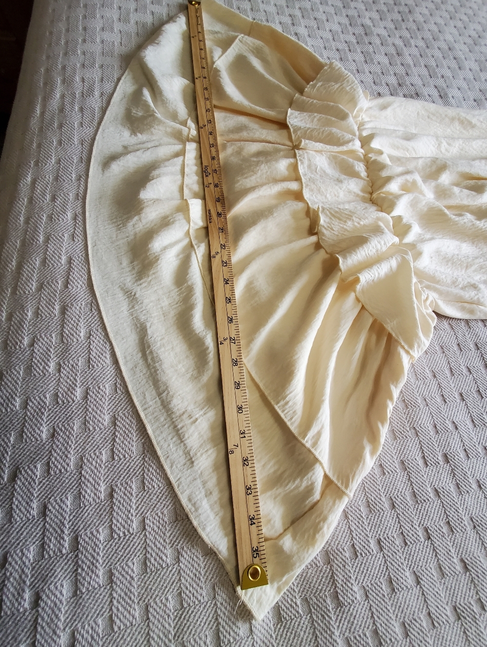 Crinkled Drop-waist Tiered Ruffle Midi Dress Minimalist Boho Cream - Picture 9 of 9